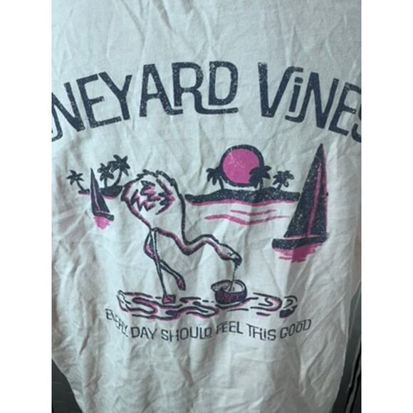 "Vineyard Vines" Pink Pocket T-Shirt SZ XL Flamingo Beach Pocket Sailboat Summer - Picture 4 of 10